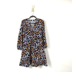 NWT Draper James Lucinda Popover Dress in Fall Field Flowers Size Small Cotton